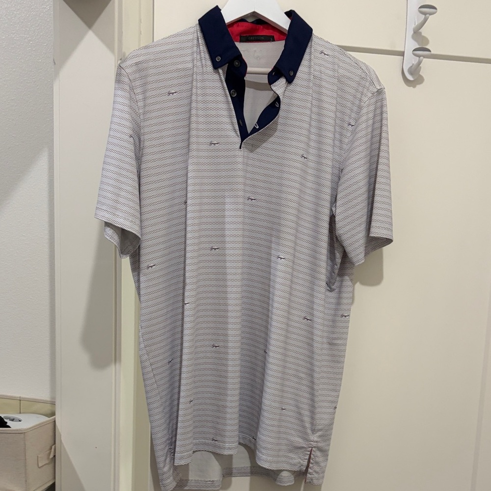 Greyson Stylish White and Navy Polo Shirt